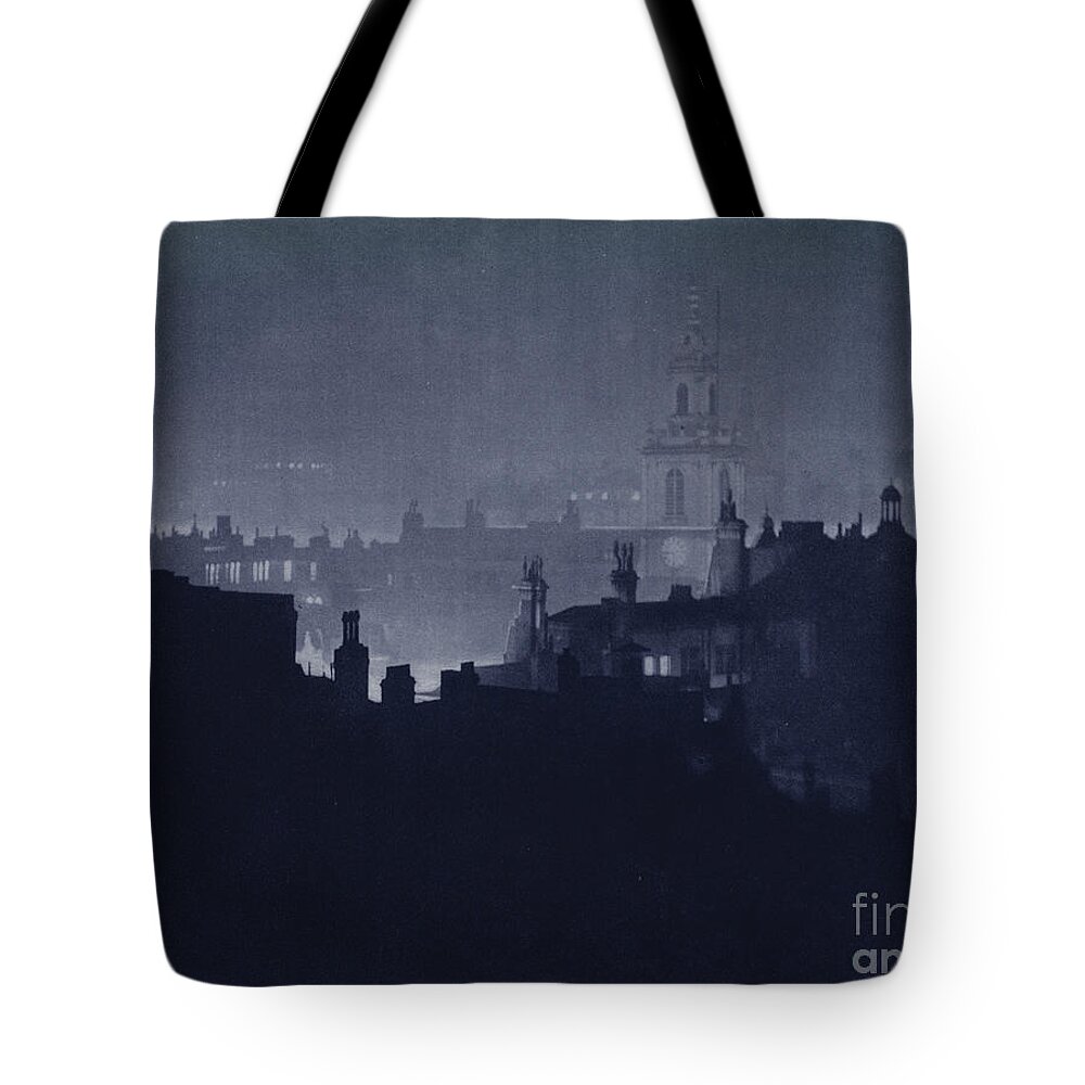 London Tote Bag featuring the photograph London At Night, St Botolphs Church, City by Harold Burdekin