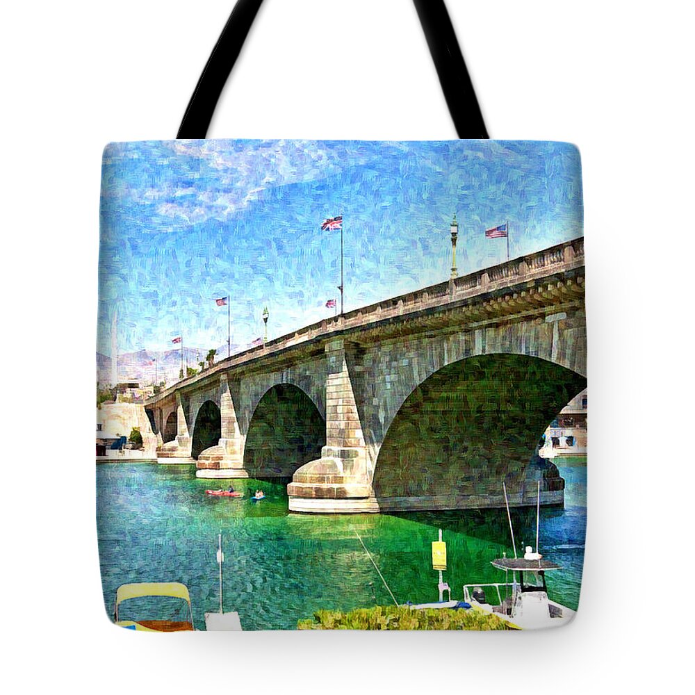 Bridge Tote Bag featuring the photograph London Bridge in Arizona by Tatiana Travelways