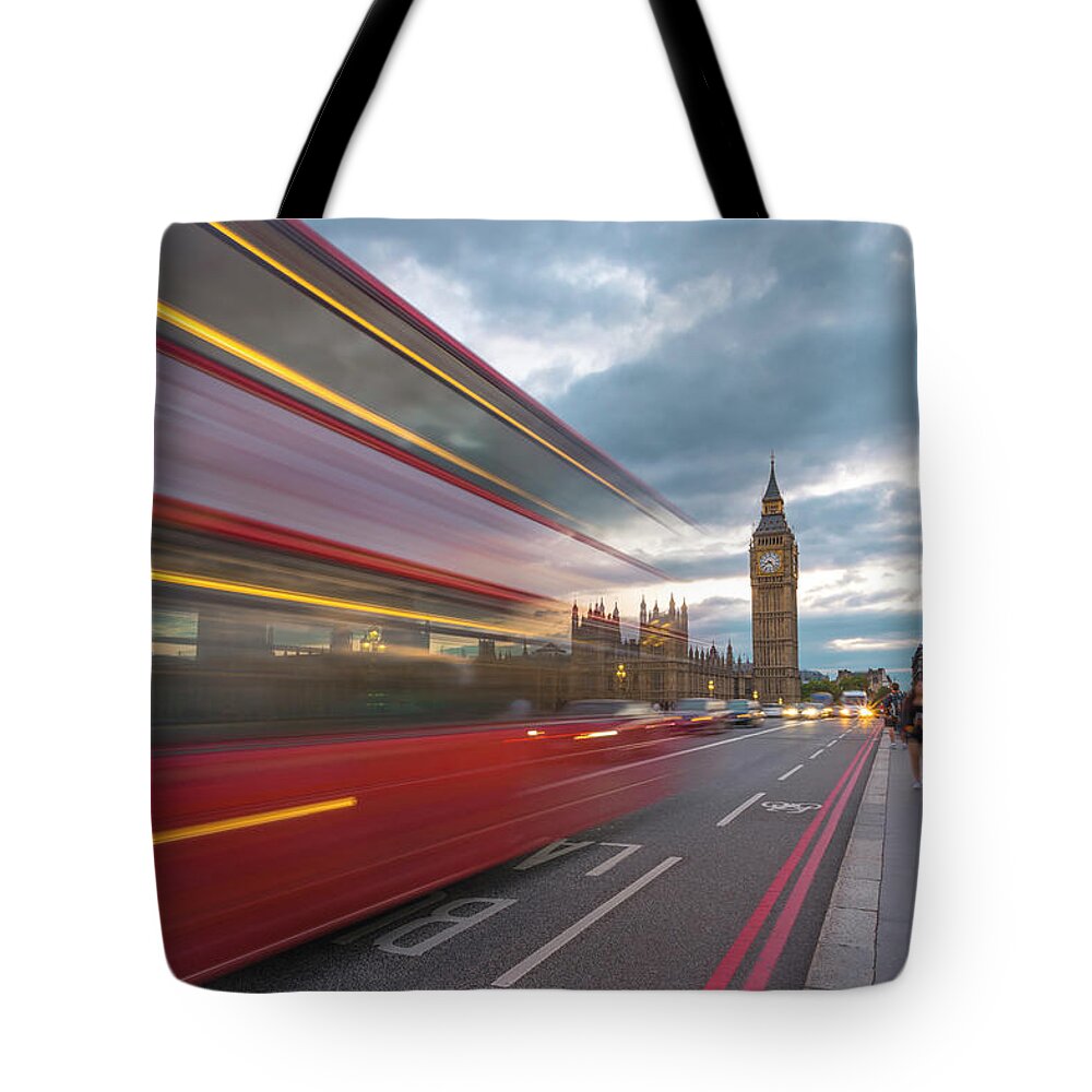 Clock Tower Tote Bag featuring the photograph London Rush Hour by Rob Maynard