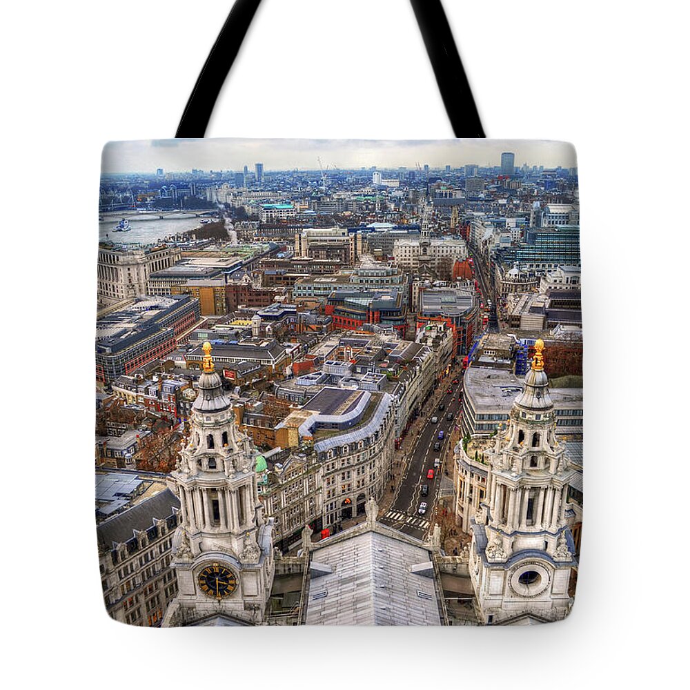 Clock Tower Tote Bag featuring the photograph London Skyline St Pauls Cathedral by Vulture Labs