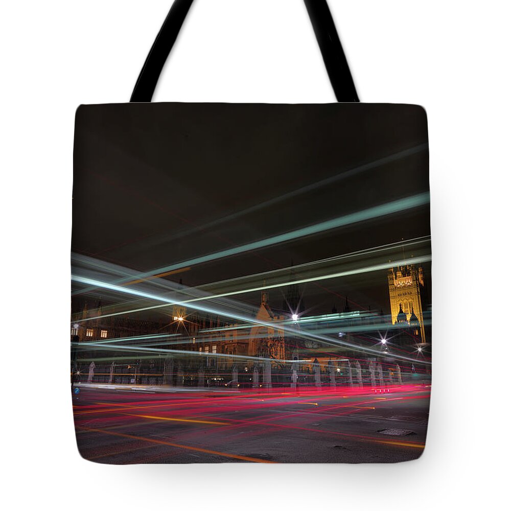 Clock Tower Tote Bag featuring the photograph London Traffic by Mark A Paulda