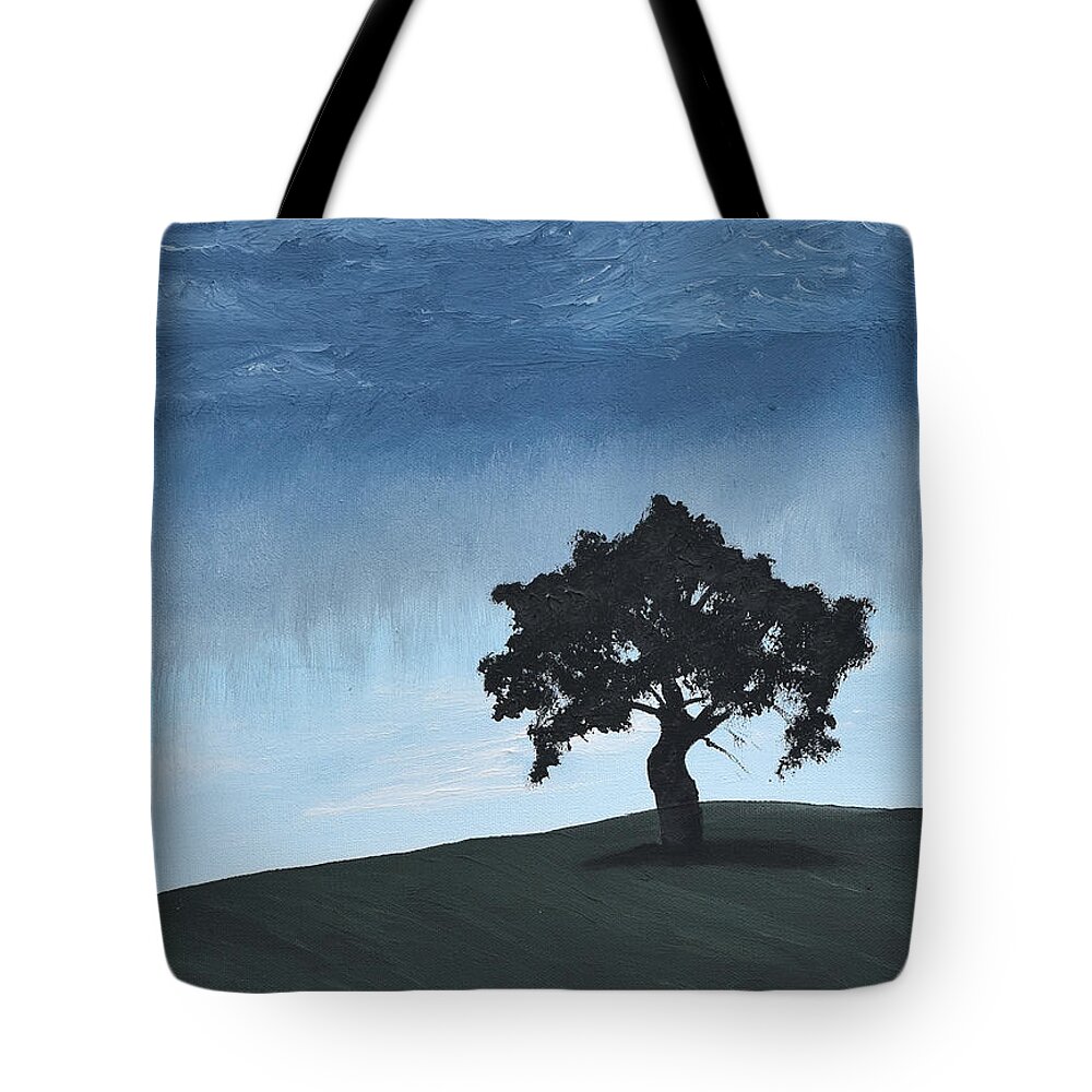 Landscape Tote Bag featuring the painting Lone Tree by Gabrielle Munoz