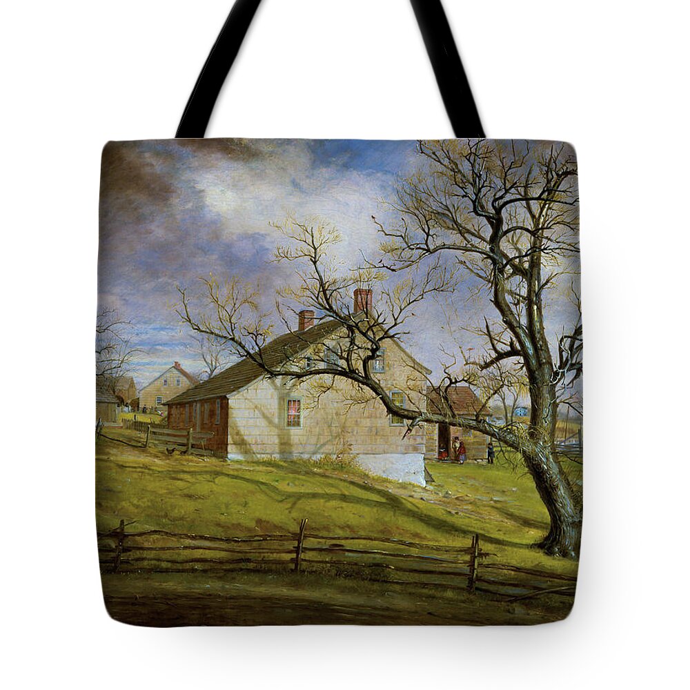 Cabin Tote Bag featuring the photograph Long Island Farm Houses                          by William Sidney Mount