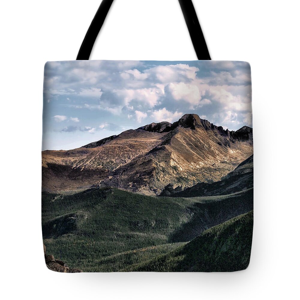 Longs Peak Tote Bag featuring the photograph Longs Peak by Jim Hill