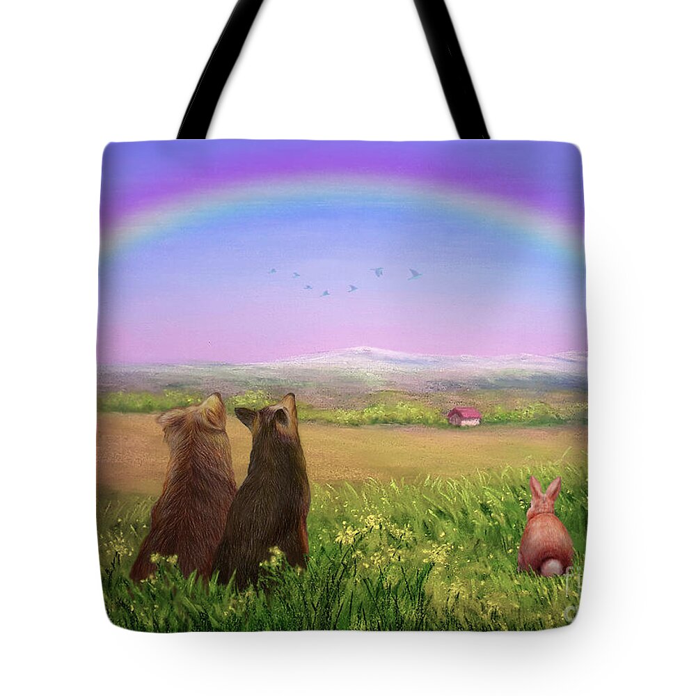 Hope Tote Bag featuring the mixed media Look Up For Hope by Yoonhee Ko