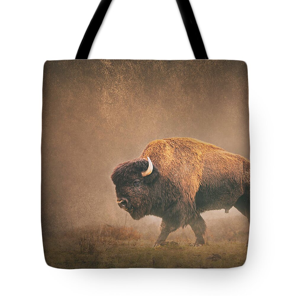 Bison Tote Bag featuring the photograph Lord Buffalo by Ron McGinnis