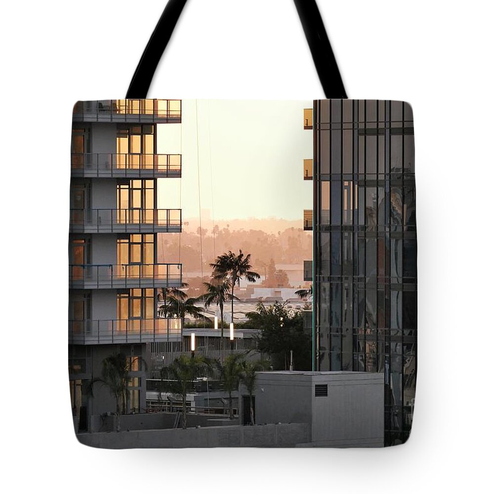 Los Angeles Tote Bag featuring the photograph Los Angeles Series - Palm View Downtown LA by Lee Antle