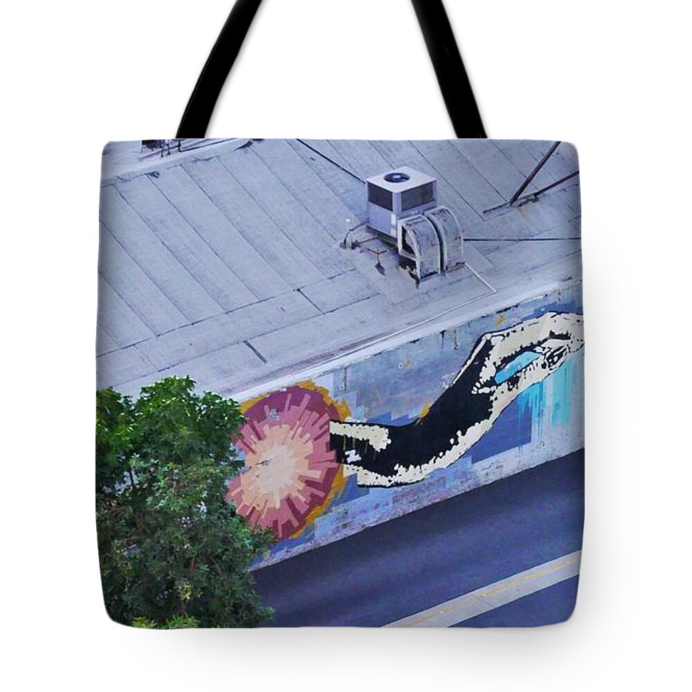 Los Angeles Tote Bag featuring the photograph Los Angeles Series- Reaching for Hope St. by Lee Antle