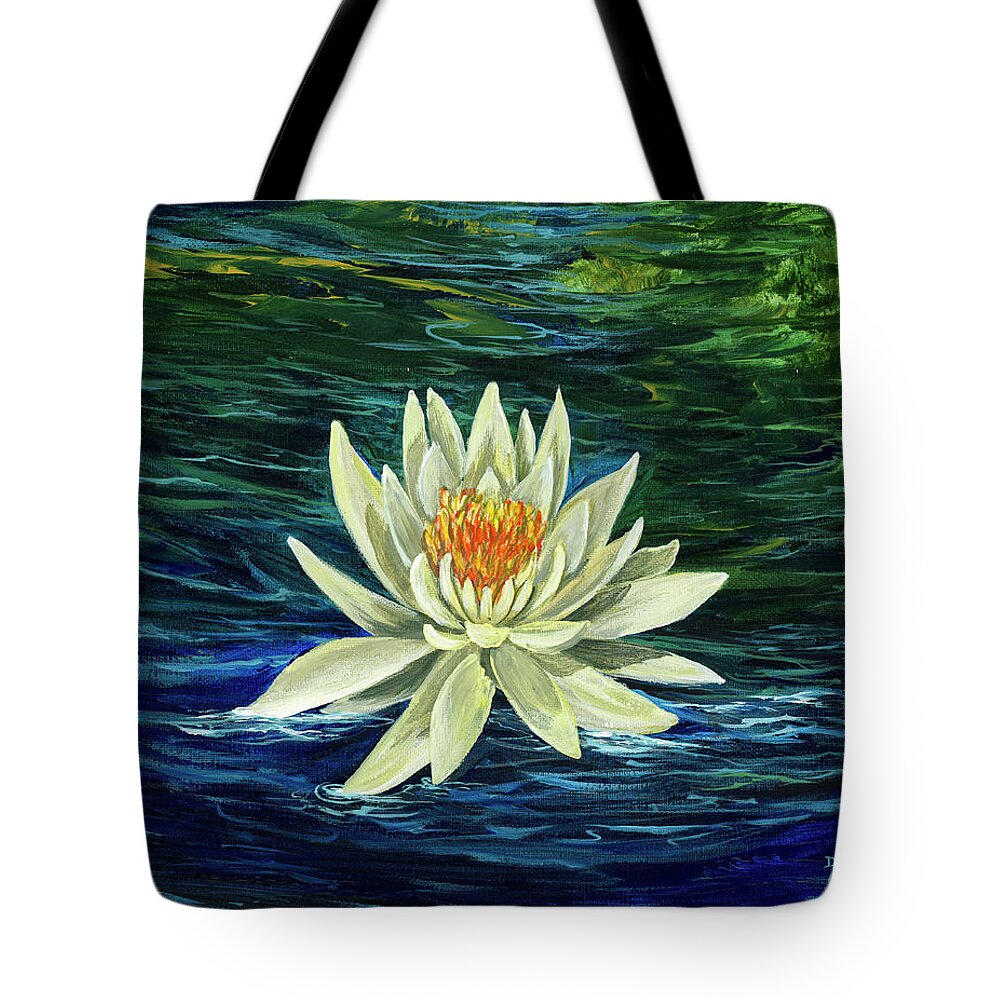  Flower Tote Bag featuring the painting Lotus Flower by Darice Machel McGuire
