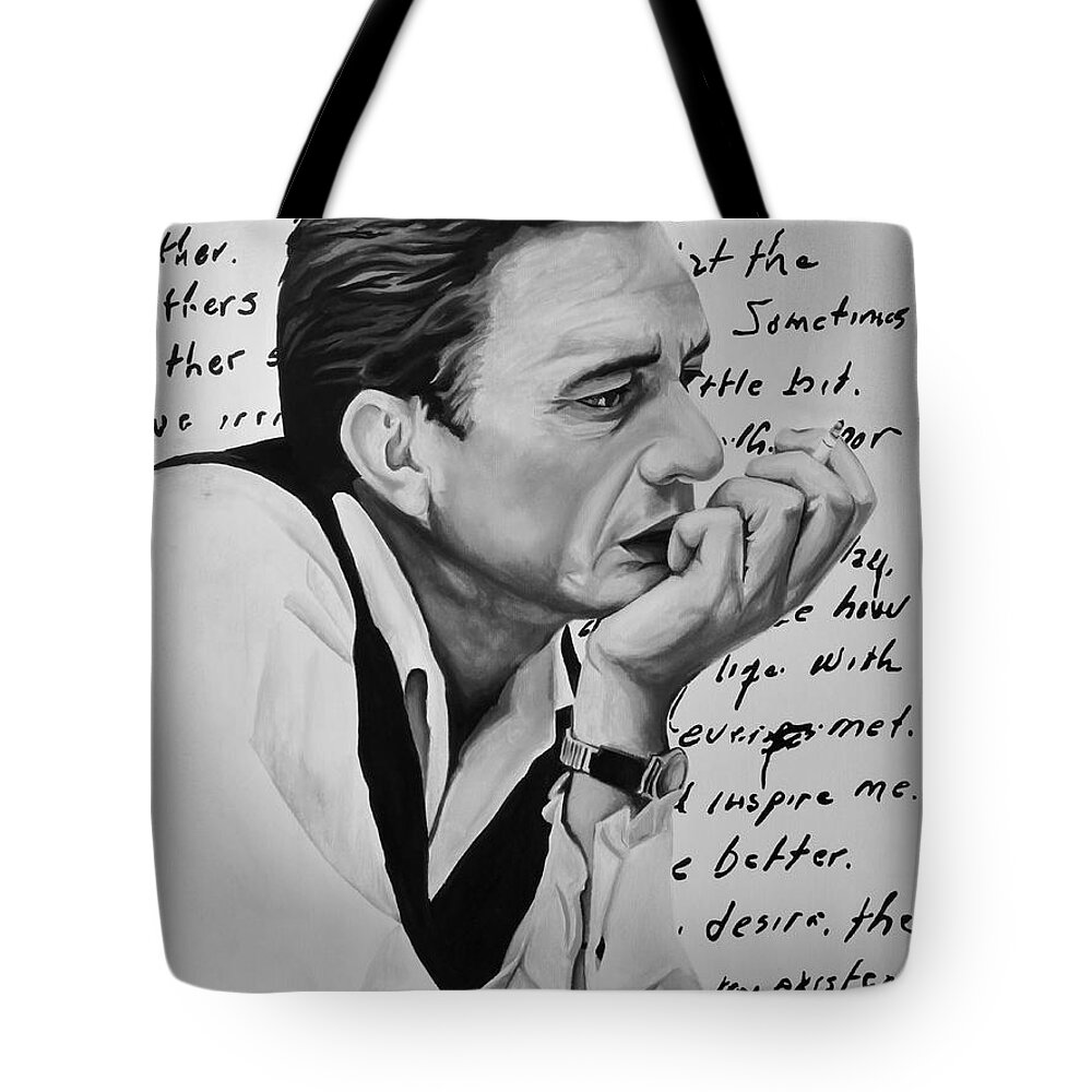 Johnny Cash Tote Bag featuring the painting Love Letter by Ashley Lane