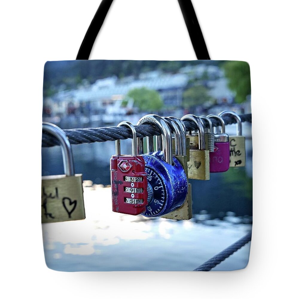 Love Tote Bag featuring the photograph Love padlocks by Martin Smith