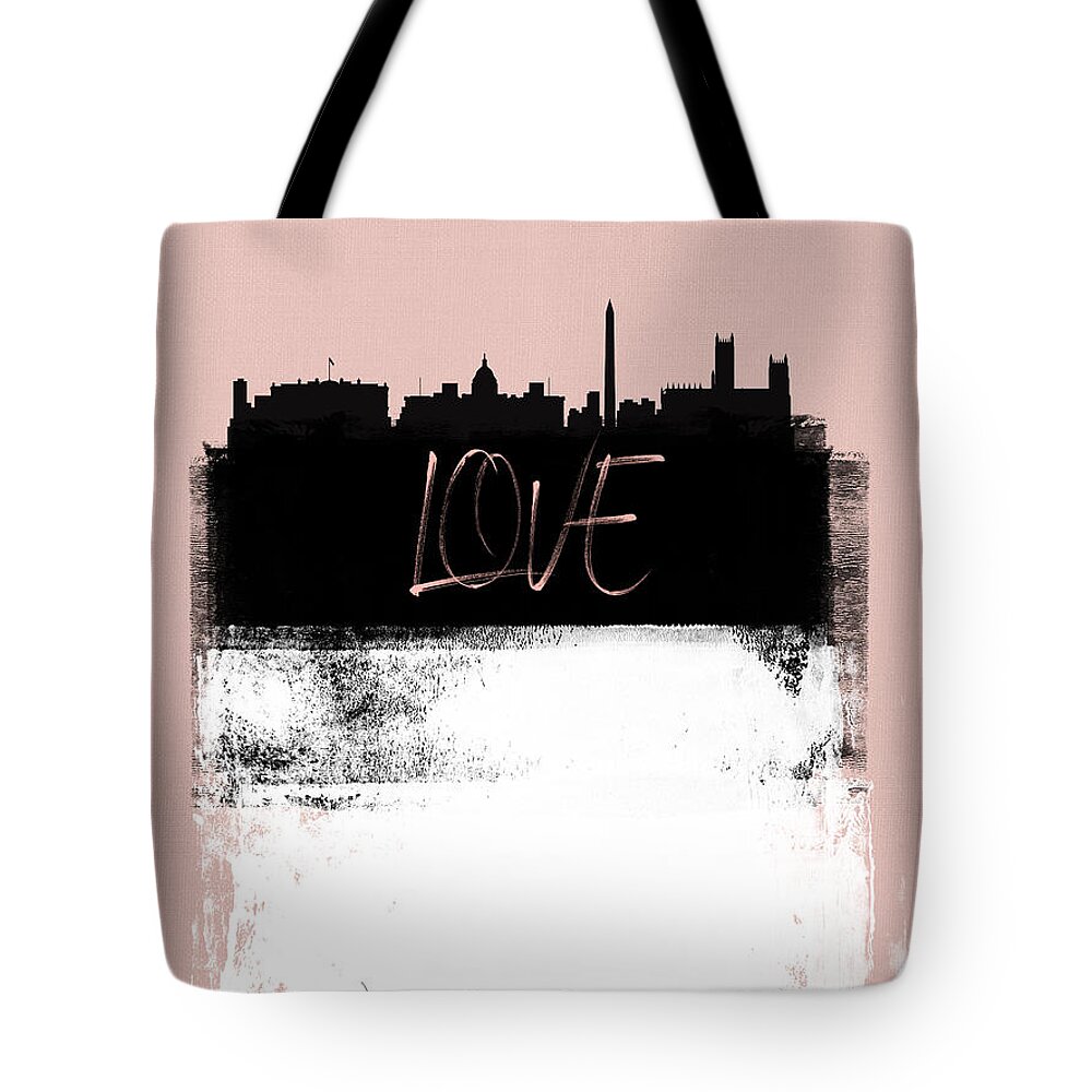 Love Washington Tote Bag featuring the mixed media Love Washington, D.C. by Naxart Studio