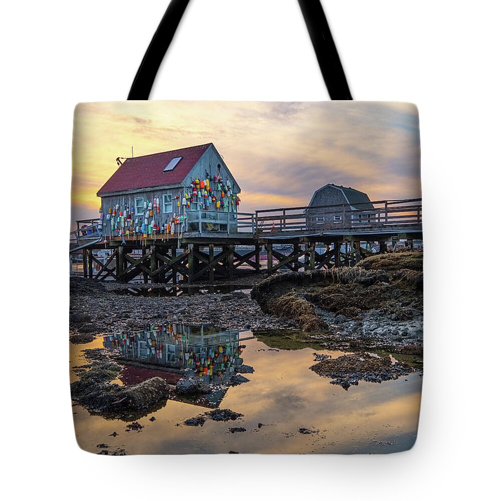 Badgers Island Tote Bag featuring the photograph Low Tide Reflections, Badgers Island. by Jeff Sinon