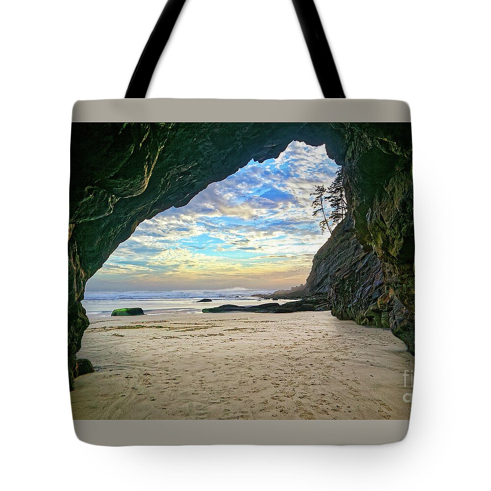 Cave Tote Bag featuring the photograph Low Tide View Out Ocean Cave by Robert C Paulson Jr