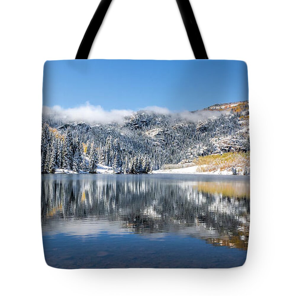 Lower Cataract Lake Tote Bag featuring the photograph Lower Cataract Lake after the Snow Storm by Stephen Johnson