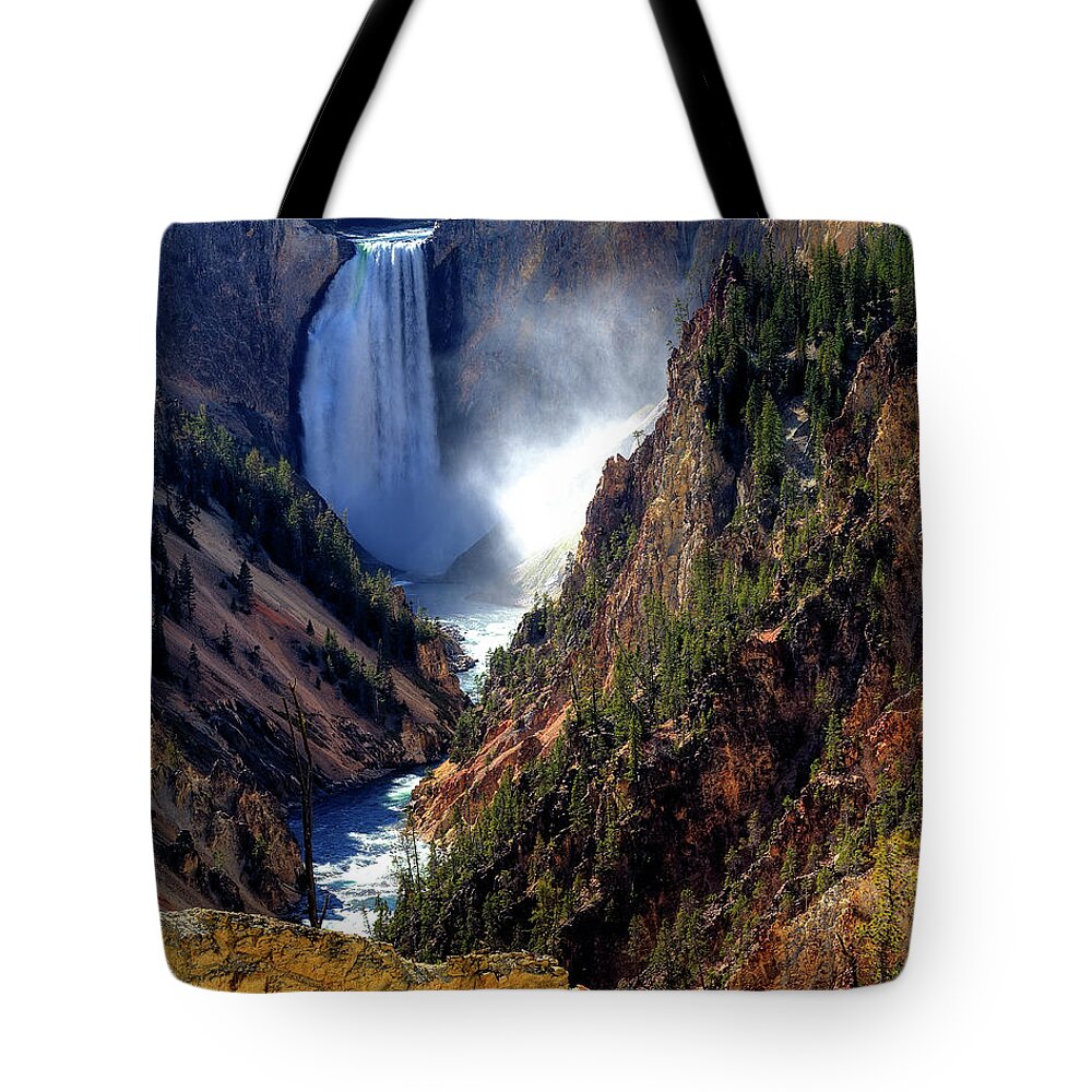 Scenics Tote Bag featuring the photograph Lower Yellowstone Falls by Alan W Cole