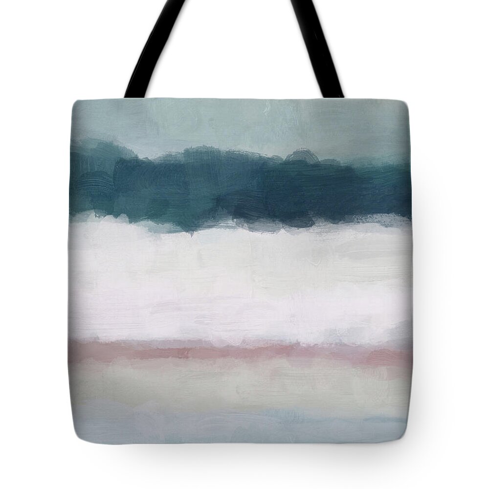 Dark Teal Tote Bag featuring the painting Lullaby Waves II by Rachel Elise