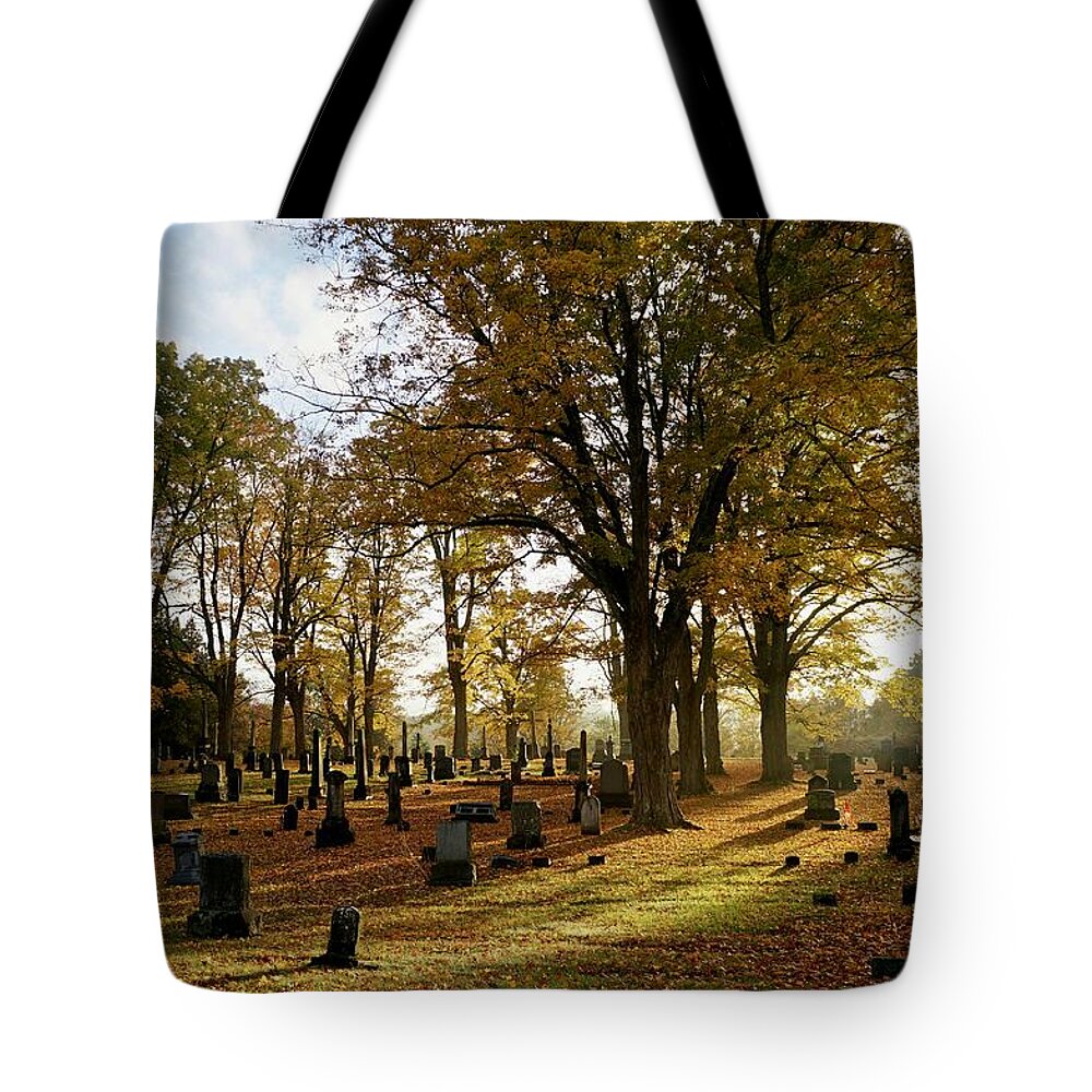Cemetery Tote Bag featuring the photograph Luminescent Cemetery by Kathy Chism