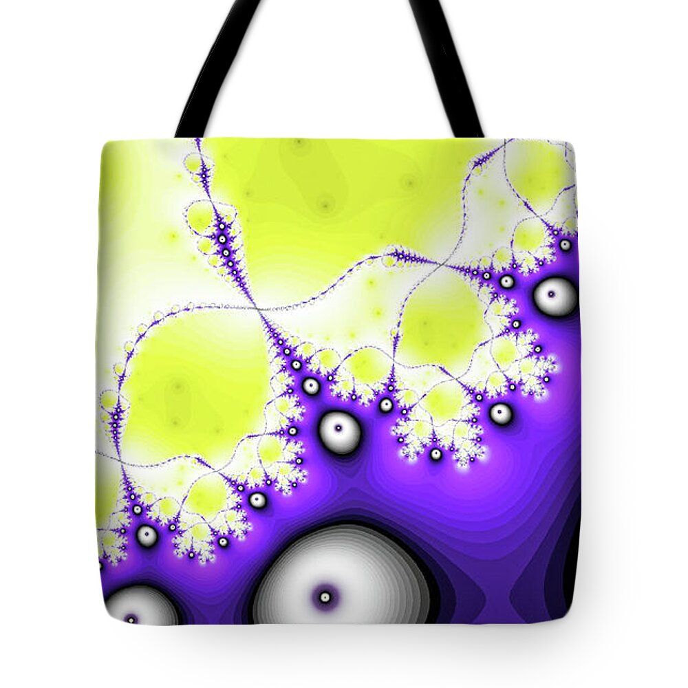 Abstract Tote Bag featuring the digital art Luminous Split Purple by Don Northup