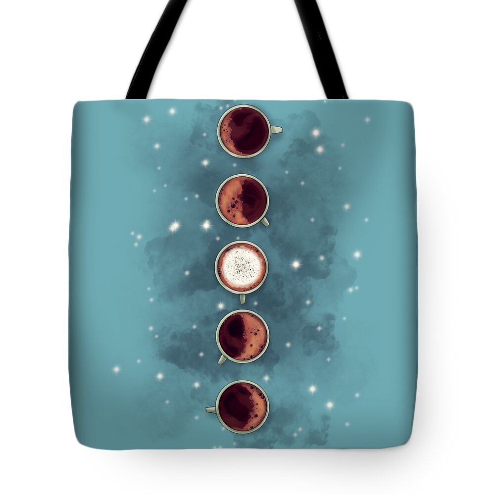 Coffee Tote Bag featuring the drawing Lunar Coffee by Ludwig Van Bacon