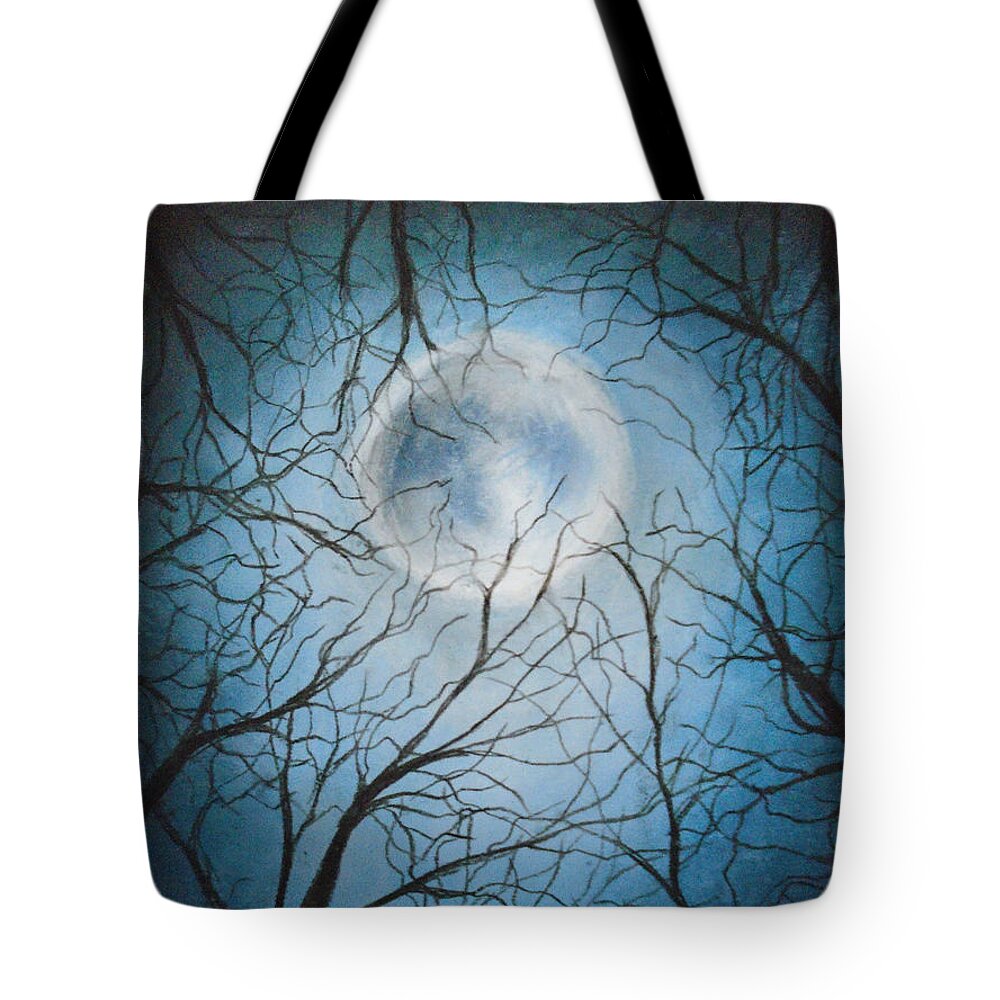 Forest Sky Tote Bag featuring the painting Lunar Nights by Jen Shearer