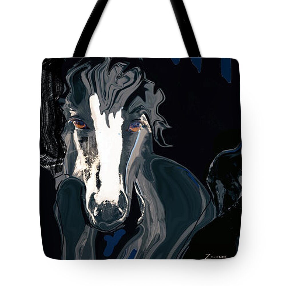 Lungta Tote Bag featuring the mixed media Lungta Windhorse No. 2-ENERGY by Zsanan Studio