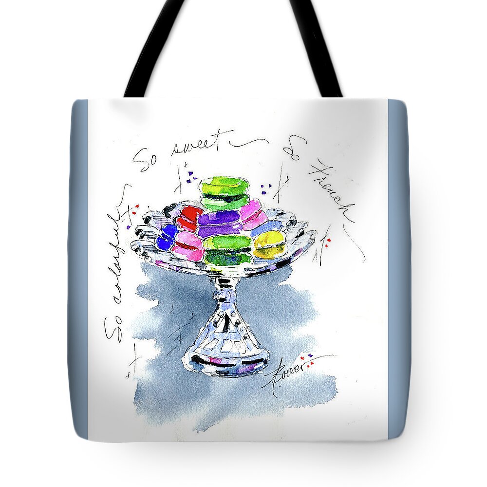 Cookies Tote Bag featuring the painting Macarons on Crystal by Adele Bower