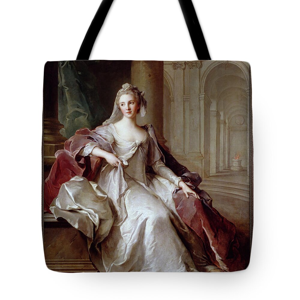 Madame Henriette De France Tote Bag featuring the painting Madame Henriette de France as a Vestal Virgin by Jean Marc Nattier by Rolando Burbon
