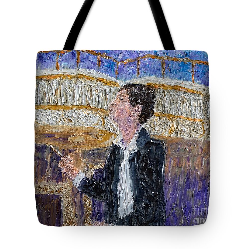 Symphony Tote Bag featuring the painting Maestro Magic by Linda Donlin
