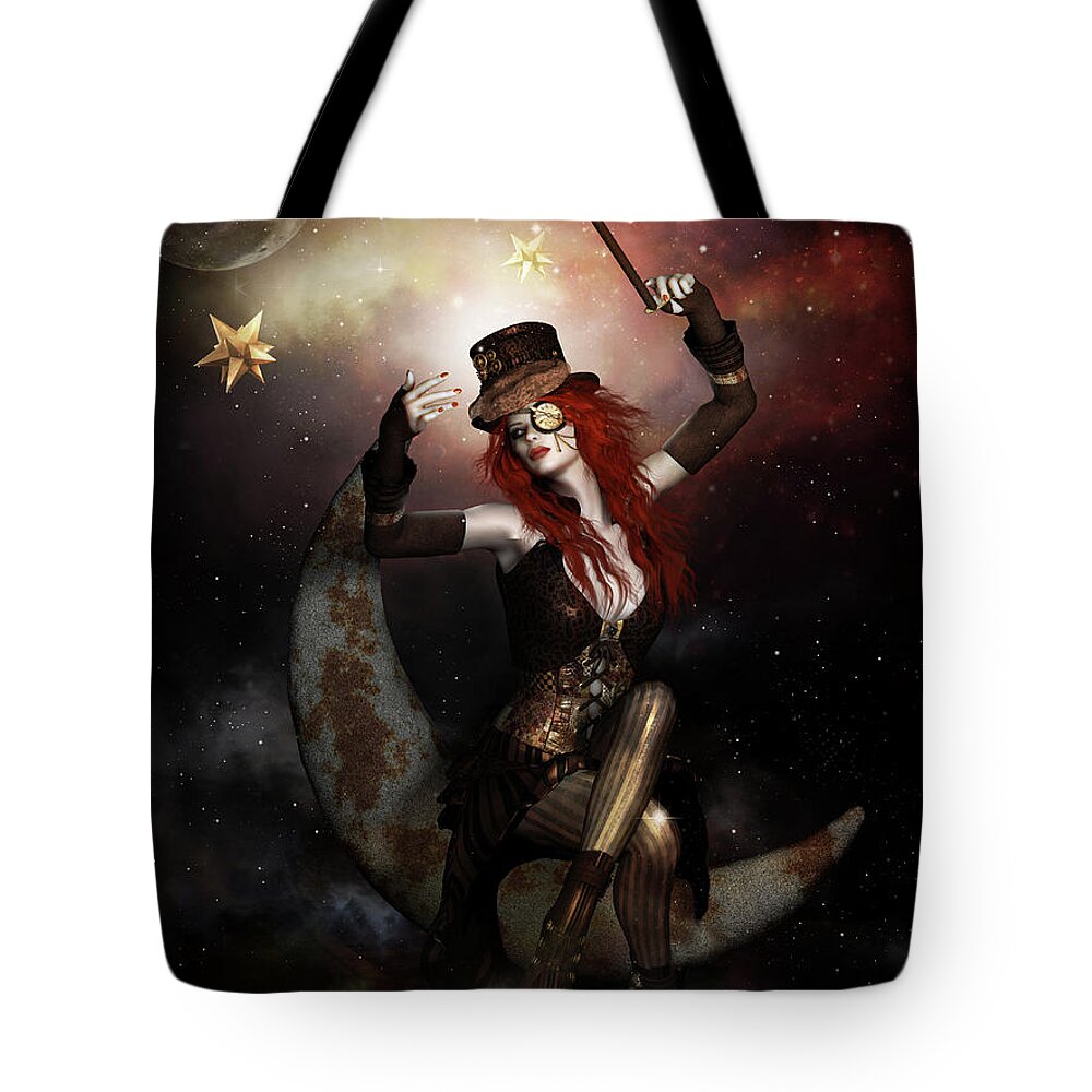 Rivets Tote Bag featuring the digital art Maestro Steampunk by Shanina Conway