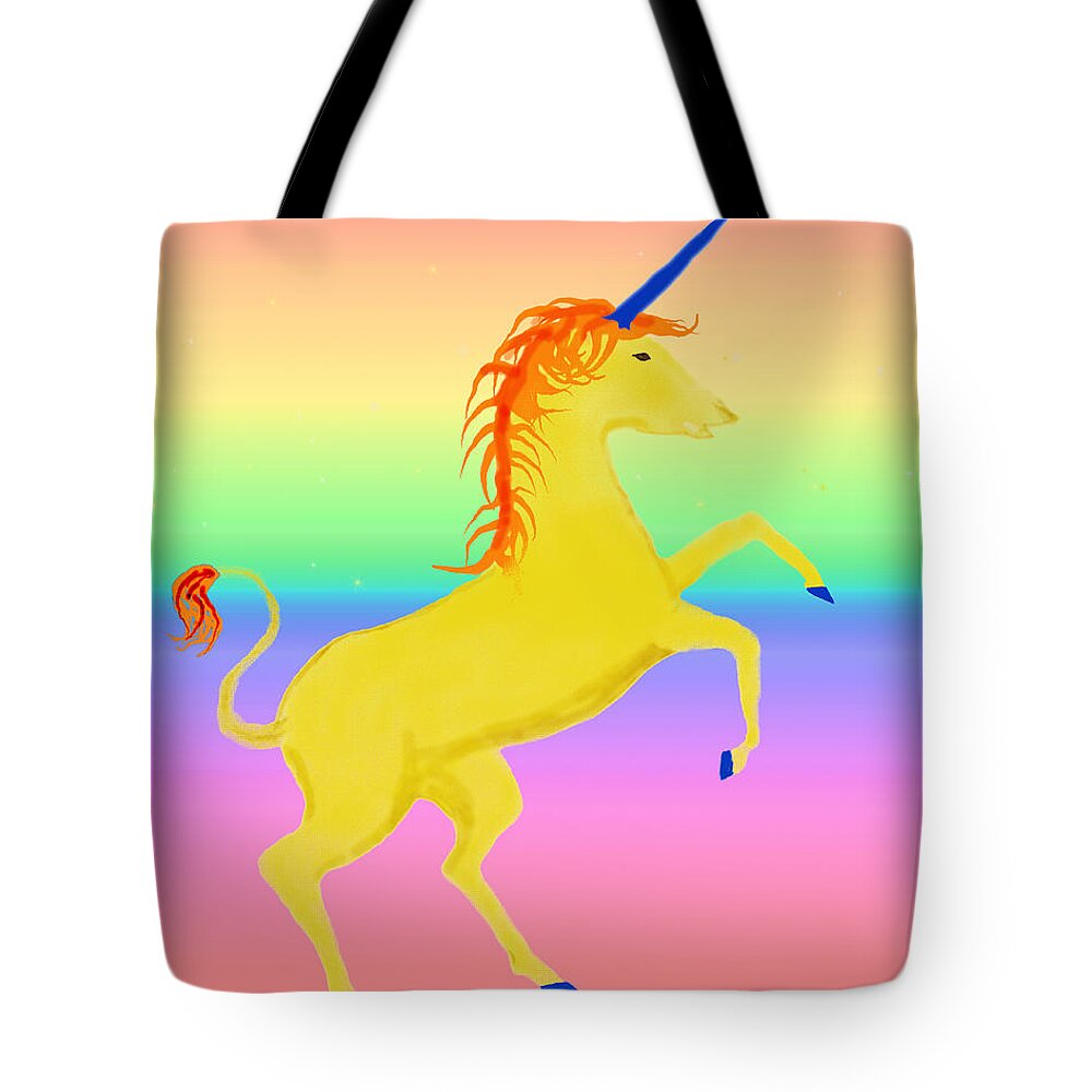 Unicorn Tote Bag featuring the digital art Magical Beast Unicorn 1 by Kae Cheatham