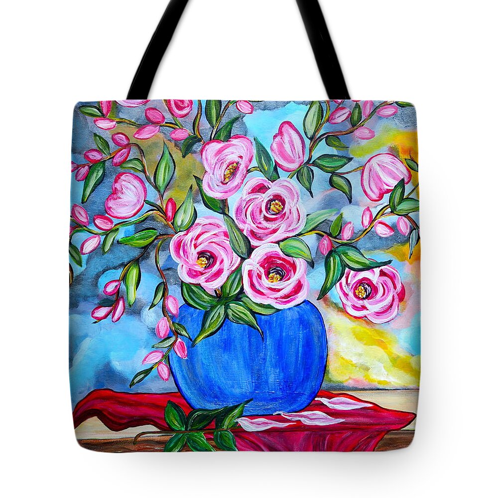 Flowers Tote Bag featuring the painting Magnolia serenade by Gina Nicolae Johnson