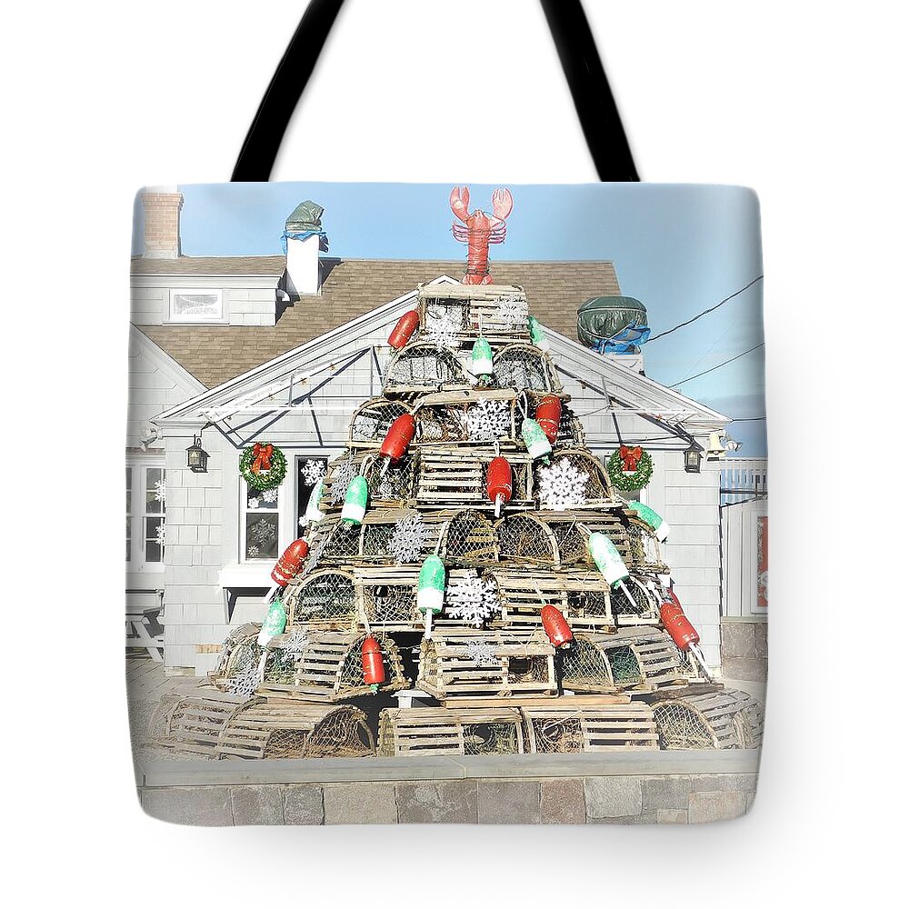 Maine Christmas Tree Tote Bag featuring the photograph - Maine Christmas Tree, York ME by THERESA Nye