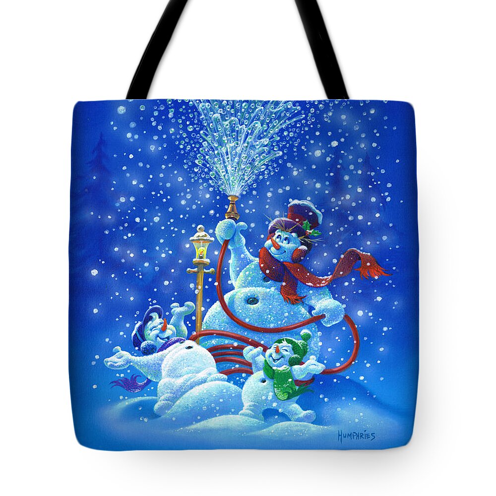 Michael Humphries Tote Bag featuring the painting Making Snow by Michael Humphries