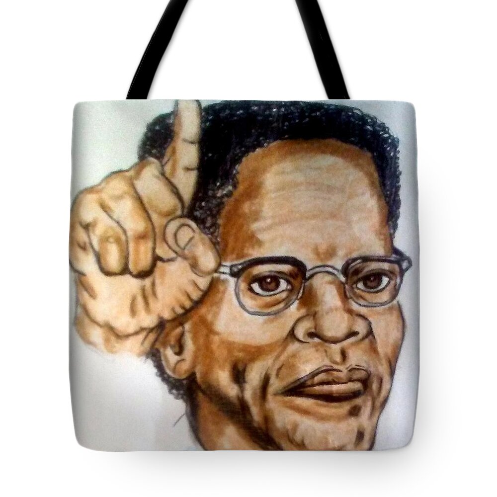 Blak Art Tote Bag featuring the drawing Malcolm X by Joedee