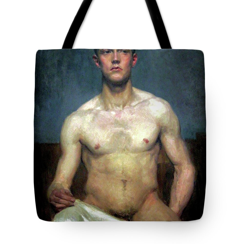 Marcellus Tote Bag featuring the painting Male Nude Study by Marcellus Imbs