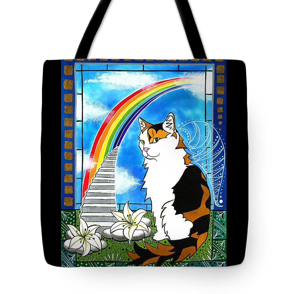 Tortoiseshell Cat Tote Bag featuring the painting Mama Turtle - Cat Painting by Dora Hathazi Mendes