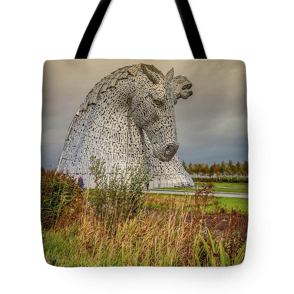 Kelpies Tote Bag featuring the photograph Mammoth Kelpies by Elizabeth Dow