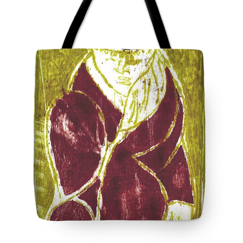 Hat Tote Bag featuring the painting Man in a crimson hat by Edgeworth Johnstone