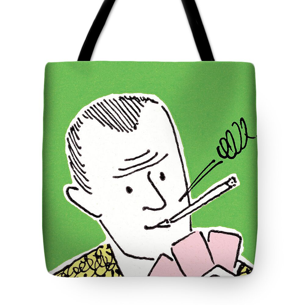 Man smoking and gambling Tote Bag