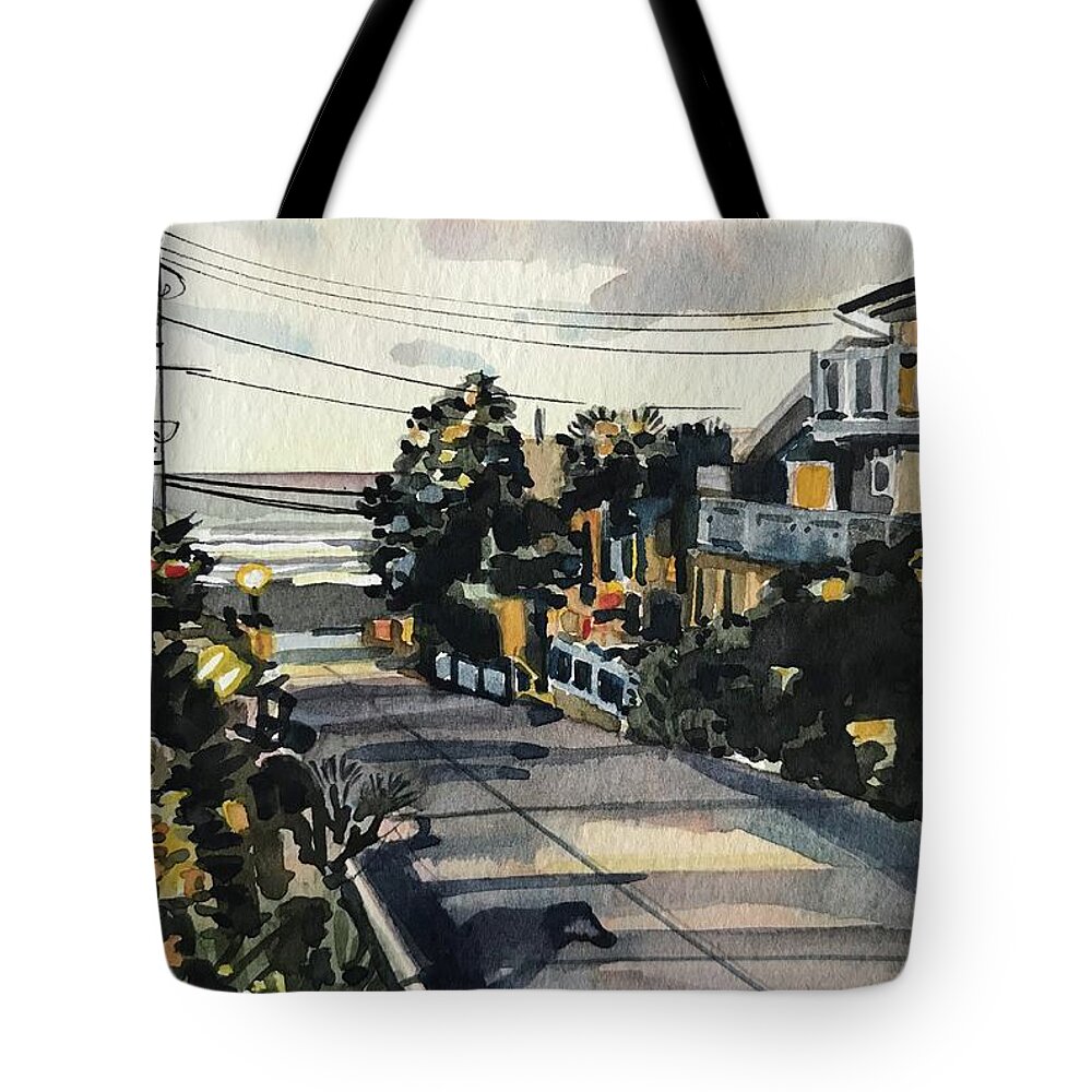 Manhattan Beach Tote Bag featuring the painting Manhattan Beach Storm by Luisa Millicent