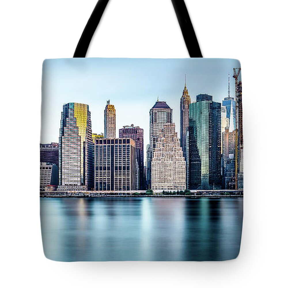 New York Tote Bag featuring the photograph Manhattan Reflected by David Downs