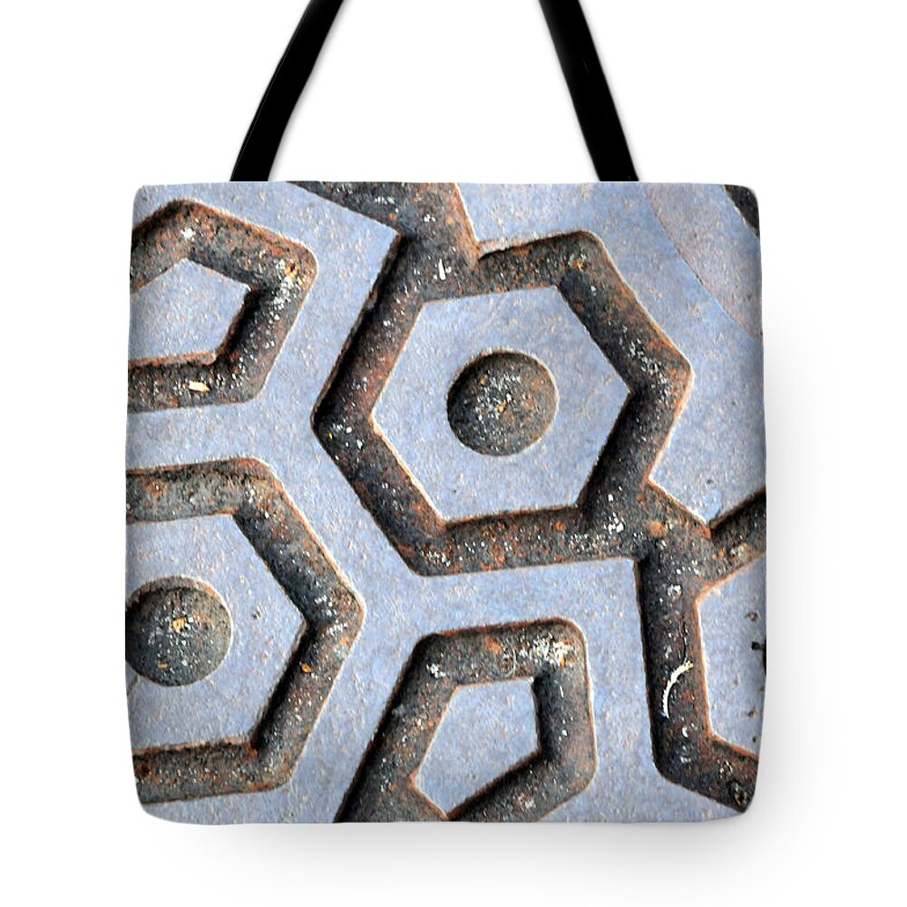 Art Tote Bag featuring the photograph Manhole Cover Steel by David Kozlowski