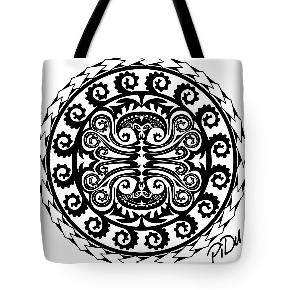 Maori Tote Bag featuring the digital art Maori Octopus by Piotr Dulski