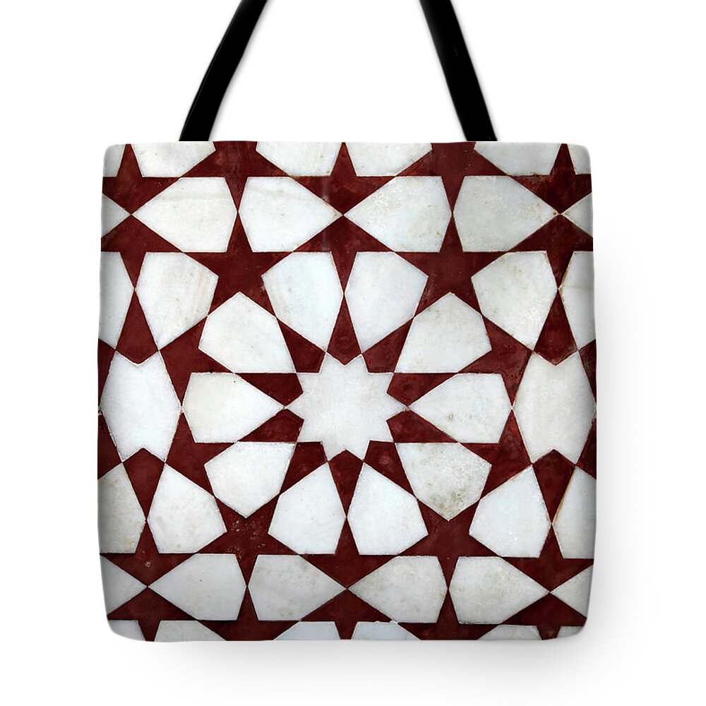 Marble Tote Bag featuring the photograph Marble Inlay Work by Eromaze