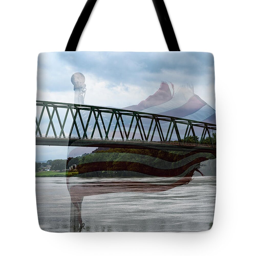 Marietta Tote Bag featuring the photograph Marietta and Old Glory by Holden The Moment