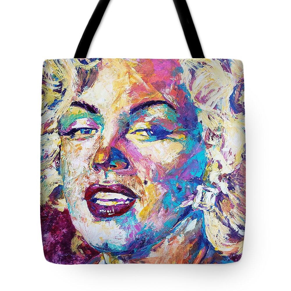 Marilyn Monroe Tote Bag featuring the painting Marilyn Monroe Pop by Shawn Conn