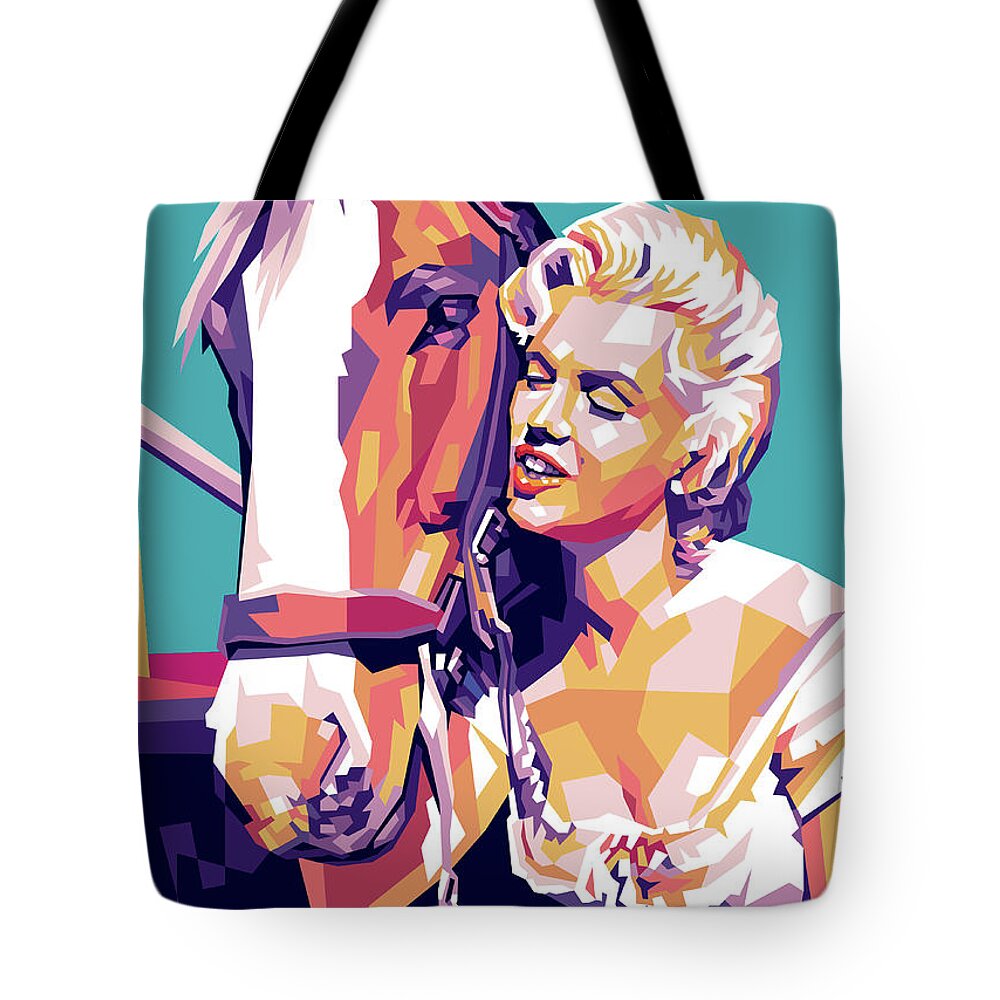 Marilyn Tote Bag featuring the digital art Marilyn Monroe in River of No Return by Stars on Art