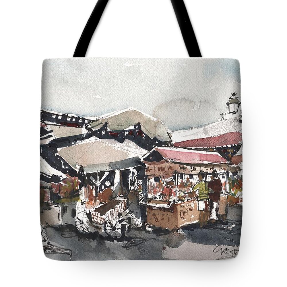 Tampa Tote Bag featuring the painting Market in Hoi An by Gaston McKenzie
