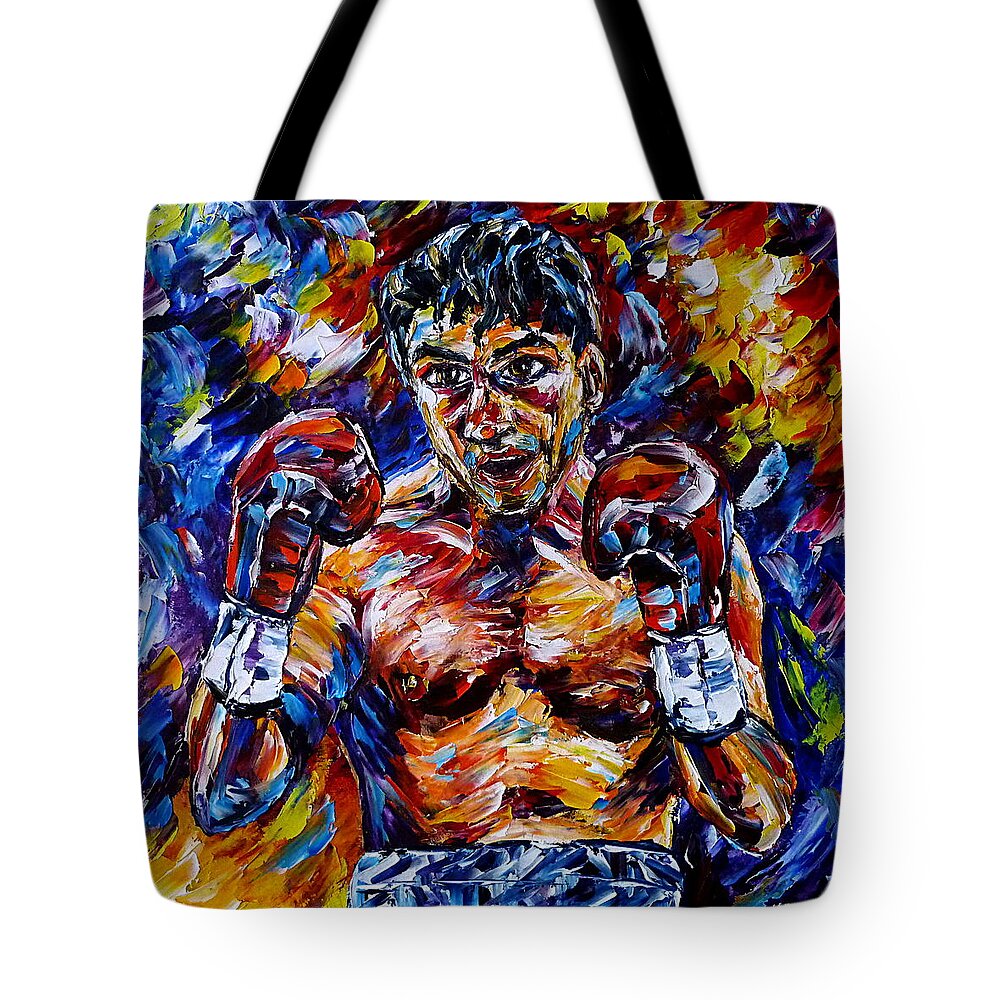 Powerful Boxer Painting Tote Bag featuring the painting Markus Beyer by Mirek Kuzniar
